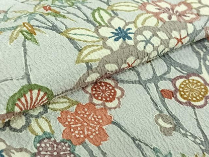 平和屋着物▽上質な小紋 単衣 型染め 松竹梅文 正絹 逸品 未使用 AABF6009jh