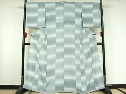 平和屋着物▽小紋 単衣 横段文 暈し染め 洗える着物 AABF6011jh