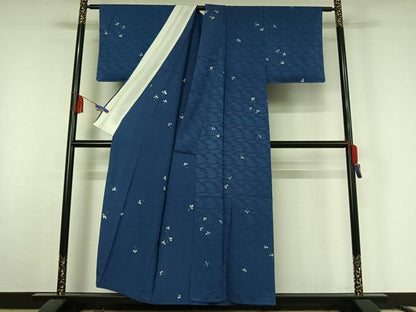平和屋着物▽上質な小紋 単衣 舞花文 正絹 逸品 AABF6012jh