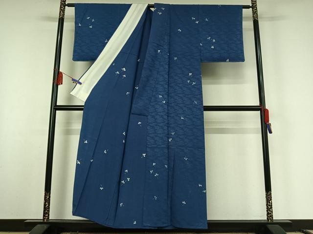 平和屋着物▽上質な小紋 単衣 舞花文 正絹 逸品 AABF6012jh