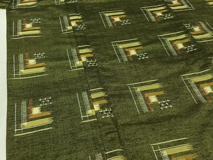 平和屋着物▽上質な紬　単衣　幾何学文様　正絹　逸品　AABF6013jh