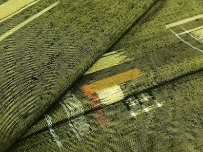 平和屋着物▽上質な紬　単衣　幾何学文様　正絹　逸品　AABF6013jh