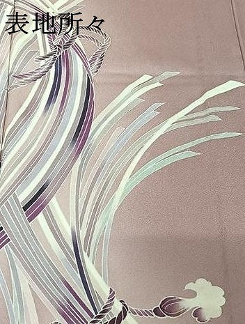平和屋着物▽訪問着 単衣 束ね熨斗文 暈し染め 正絹 逸品 AABF6015jh