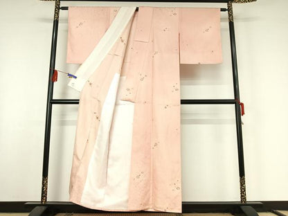 平和屋着物▽上質な小紋 単衣 舞花文 正絹 逸品 AABF6016jh