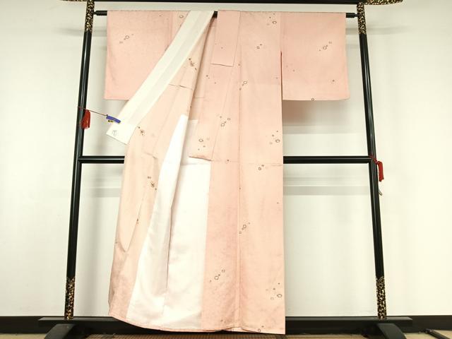 平和屋着物▽上質な小紋 単衣 舞花文 正絹 逸品 AABF6016jh