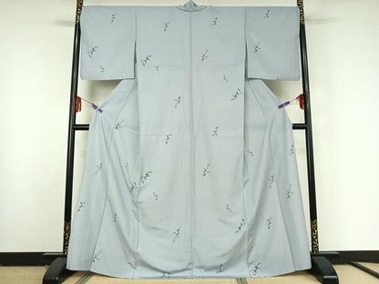 平和屋着物▽上質な小紋 単衣 草花文 正絹 逸品 AABF6017jh
