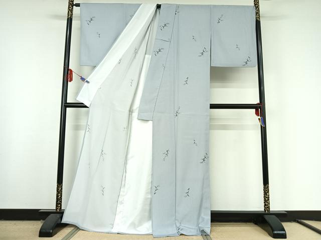 平和屋着物▽上質な小紋 単衣 草花文 正絹 逸品 AABF6017jh