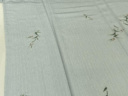 平和屋着物▽上質な小紋 単衣 草花文 正絹 逸品 AABF6017jh