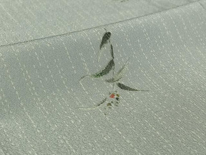 平和屋着物▽上質な小紋 単衣 草花文 正絹 逸品 AABF6017jh