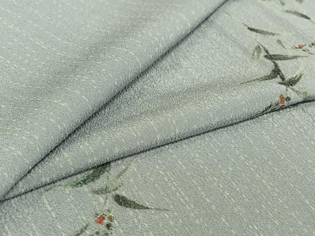 平和屋着物▽上質な小紋 単衣 草花文 正絹 逸品 AABF6017jh