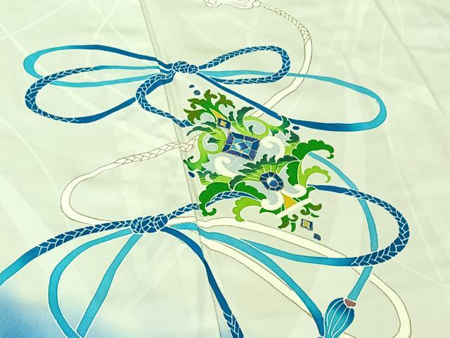 平和屋着物▽訪問着 単衣 刺繍 飾花文 暈し染め 金糸 金彩 正絹 逸品 AABF6020jh