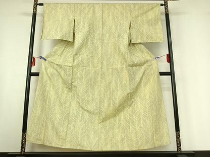 平和屋着物▽上質な紬 単衣 枝葉文 高島屋扱い 正絹 逸品 AABF6021jh