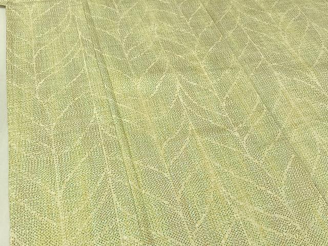 平和屋着物▽上質な紬 単衣 枝葉文 高島屋扱い 正絹 逸品 AABF6021jh