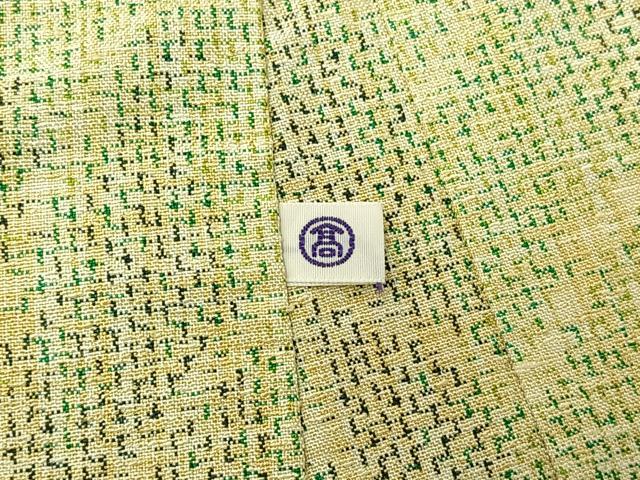 平和屋着物▽上質な紬 単衣 枝葉文 高島屋扱い 正絹 逸品 AABF6021jh