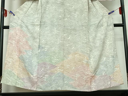 平和屋着物▽訪問着 単衣 立波文 正絹 逸品 AABF6023jh