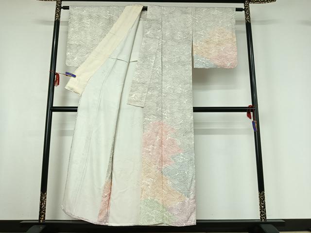 平和屋着物▽訪問着 単衣 立波文 正絹 逸品 AABF6023jh
