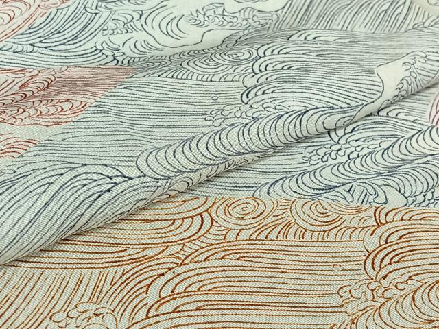 平和屋着物▽訪問着 単衣 立波文 正絹 逸品 AABF6023jh