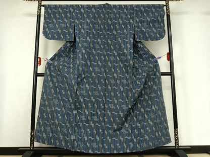 平和屋着物▽上質な紬 単衣 琉球絣 正絹 逸品 AABF6024jh
