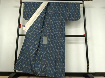 平和屋着物▽上質な紬 単衣 琉球絣 正絹 逸品 AABF6024jh