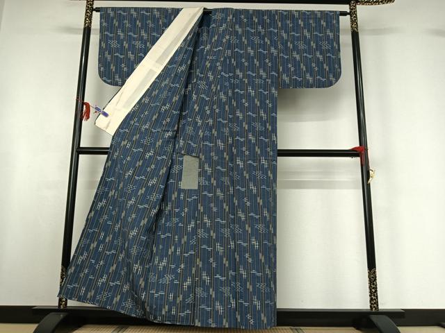 平和屋着物▽上質な紬 単衣 琉球絣 正絹 逸品 AABF6024jh