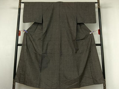 平和屋着物▽本場大島紬　龍郷絣　秋名バラ　単衣　正絹　逸品　AABF6025jh