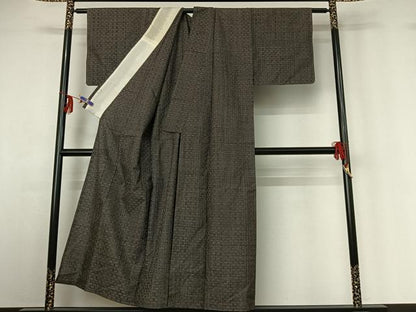 平和屋着物▽本場大島紬　龍郷絣　秋名バラ　単衣　正絹　逸品　AABF6025jh