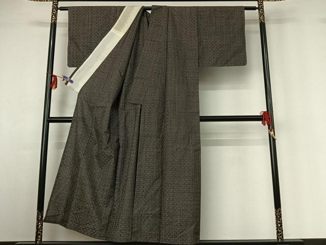 平和屋着物▽本場大島紬　龍郷絣　秋名バラ　単衣　正絹　逸品　AABF6025jh