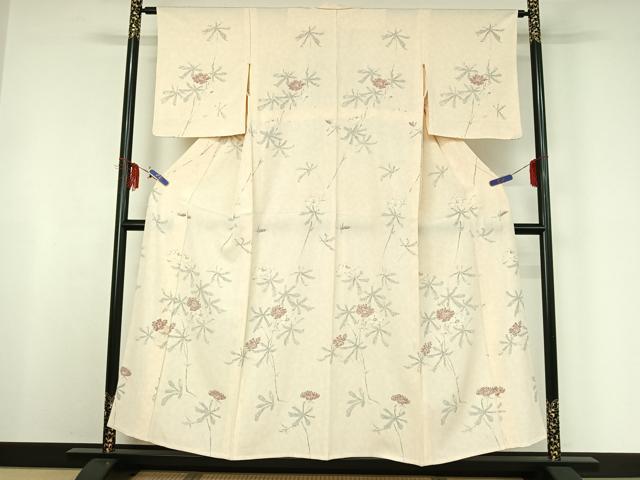 平和屋着物▽訪問着 単衣 草花文 正絹 逸品 AABF6026jh