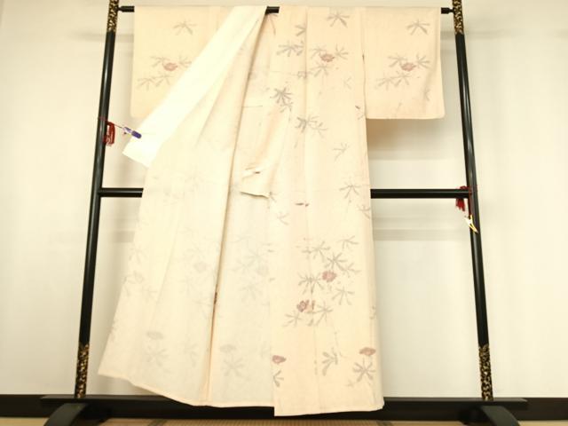 平和屋着物▽訪問着 単衣 草花文 正絹 逸品 AABF6026jh