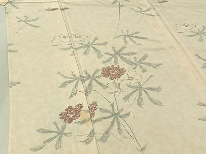 平和屋着物▽訪問着 単衣 草花文 正絹 逸品 AABF6026jh