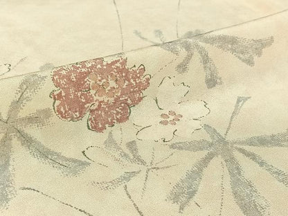 平和屋着物▽訪問着 単衣 草花文 正絹 逸品 AABF6026jh