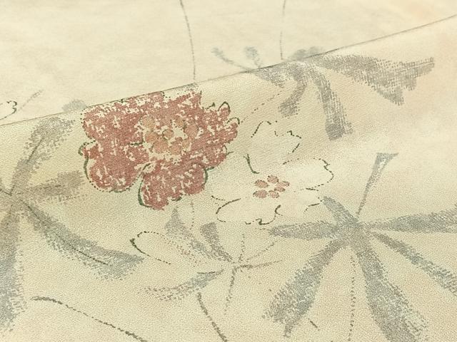 平和屋着物▽訪問着 単衣 草花文 正絹 逸品 AABF6026jh