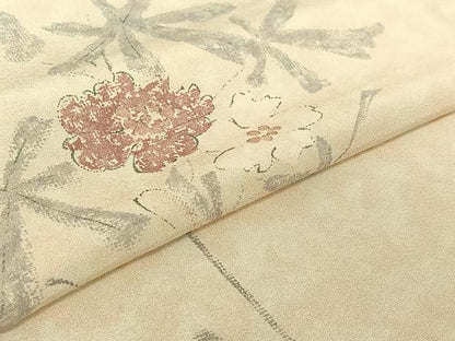平和屋着物▽訪問着 単衣 草花文 正絹 逸品 AABF6026jh