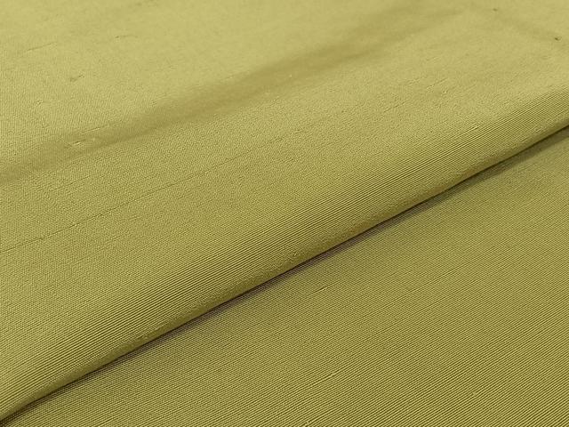 平和屋着物▽上質な紬　単衣　色無地　若葉色　正絹　逸品　AABF6027jh