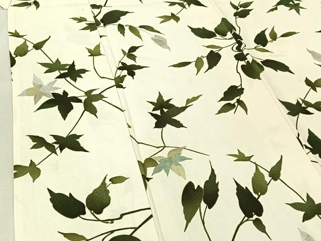 平和屋着物▽上質な小紋 単衣 草葉文 金銀彩 正絹 逸品 AABF6028jh