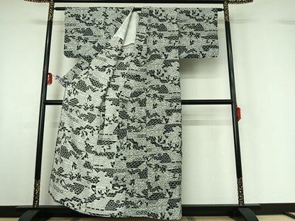平和屋着物▽小紋 単衣 風景文 洗える着物 AABF6030jh