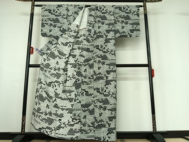平和屋着物▽小紋 単衣 風景文 洗える着物 AABF6030jh