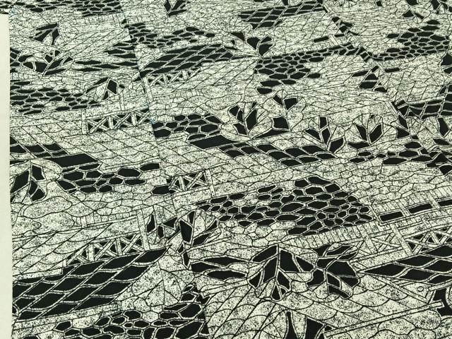 平和屋着物▽小紋 単衣 風景文 洗える着物 AABF6030jh