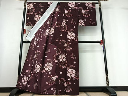 平和屋着物▽小紋 単衣 花丸文 洗える着物 AABF6031jh