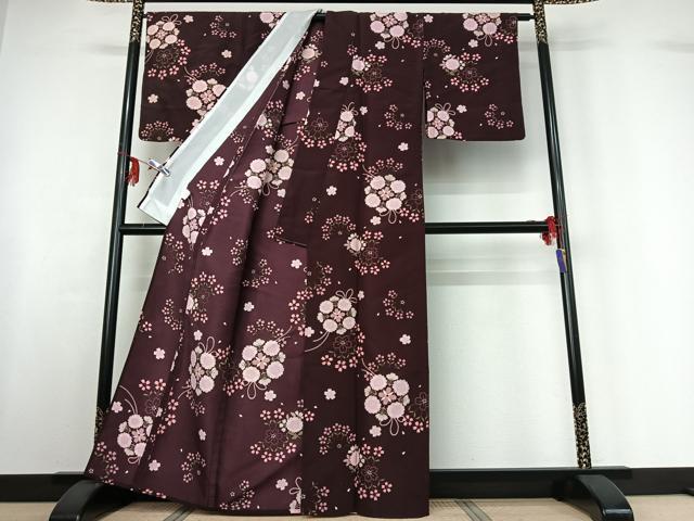 平和屋着物▽小紋 単衣 花丸文 洗える着物 AABF6031jh