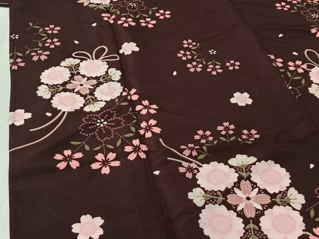 平和屋着物▽小紋 単衣 花丸文 洗える着物 AABF6031jh