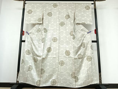 平和屋着物▽上質な小紋 単衣 正倉院花文 金彩 正絹 逸品 AABF6032jh