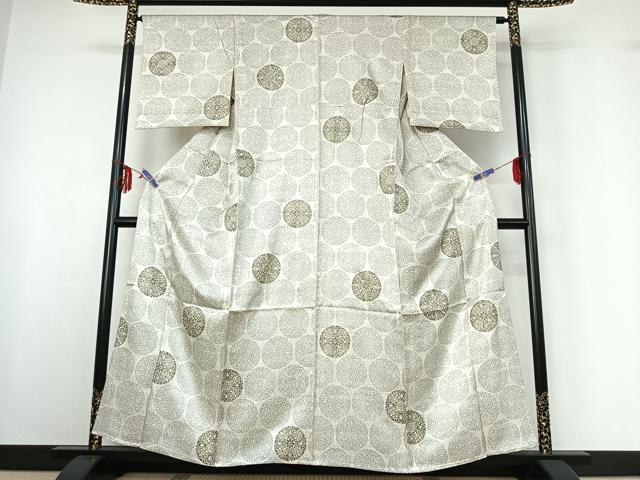 平和屋着物▽上質な小紋 単衣 正倉院花文 金彩 正絹 逸品 AABF6032jh