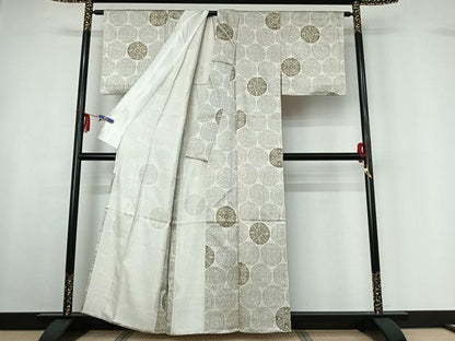 平和屋着物▽上質な小紋 単衣 正倉院花文 金彩 正絹 逸品 AABF6032jh