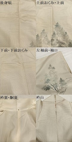平和屋着物●本場大島紬 染め大島 訪問着 作家物 手描き 風景樹林文 金彩 正絹 逸品 AABF6041ph