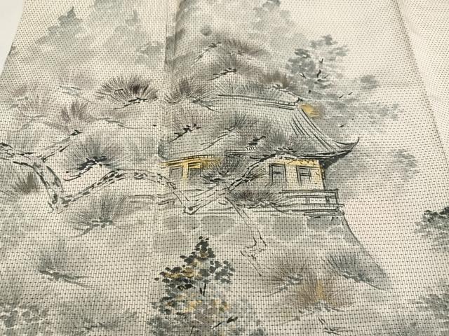 平和屋着物●本場大島紬 染め大島 訪問着 作家物 手描き 風景樹林文 金彩 正絹 逸品 AABF6041ph