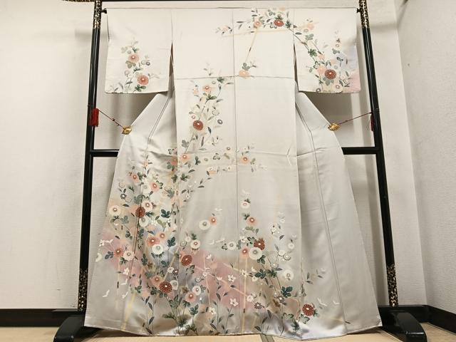 平和屋着物●訪問着 友禅 枝花文 暈し染め 正絹 逸品 AABF6043ph