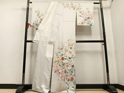 平和屋着物●訪問着 友禅 枝花文 暈し染め 正絹 逸品 AABF6043ph
