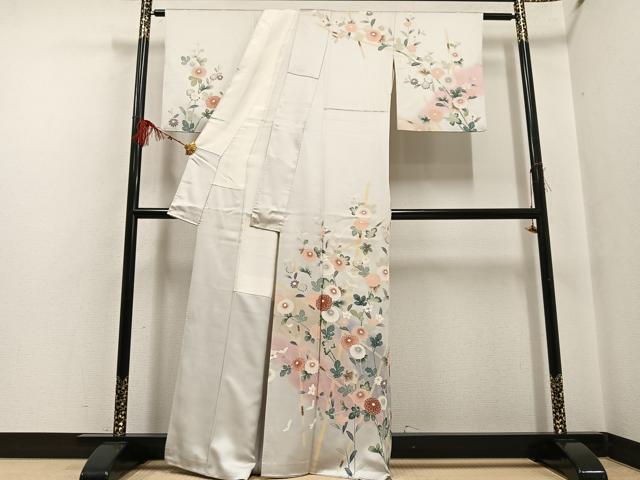 平和屋着物●訪問着 友禅 枝花文 暈し染め 正絹 逸品 AABF6043ph