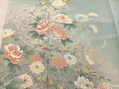 平和屋着物●訪問着 友禅 作家物 央山 枝花文 暈し染め 正絹 逸品 AABF6045ph